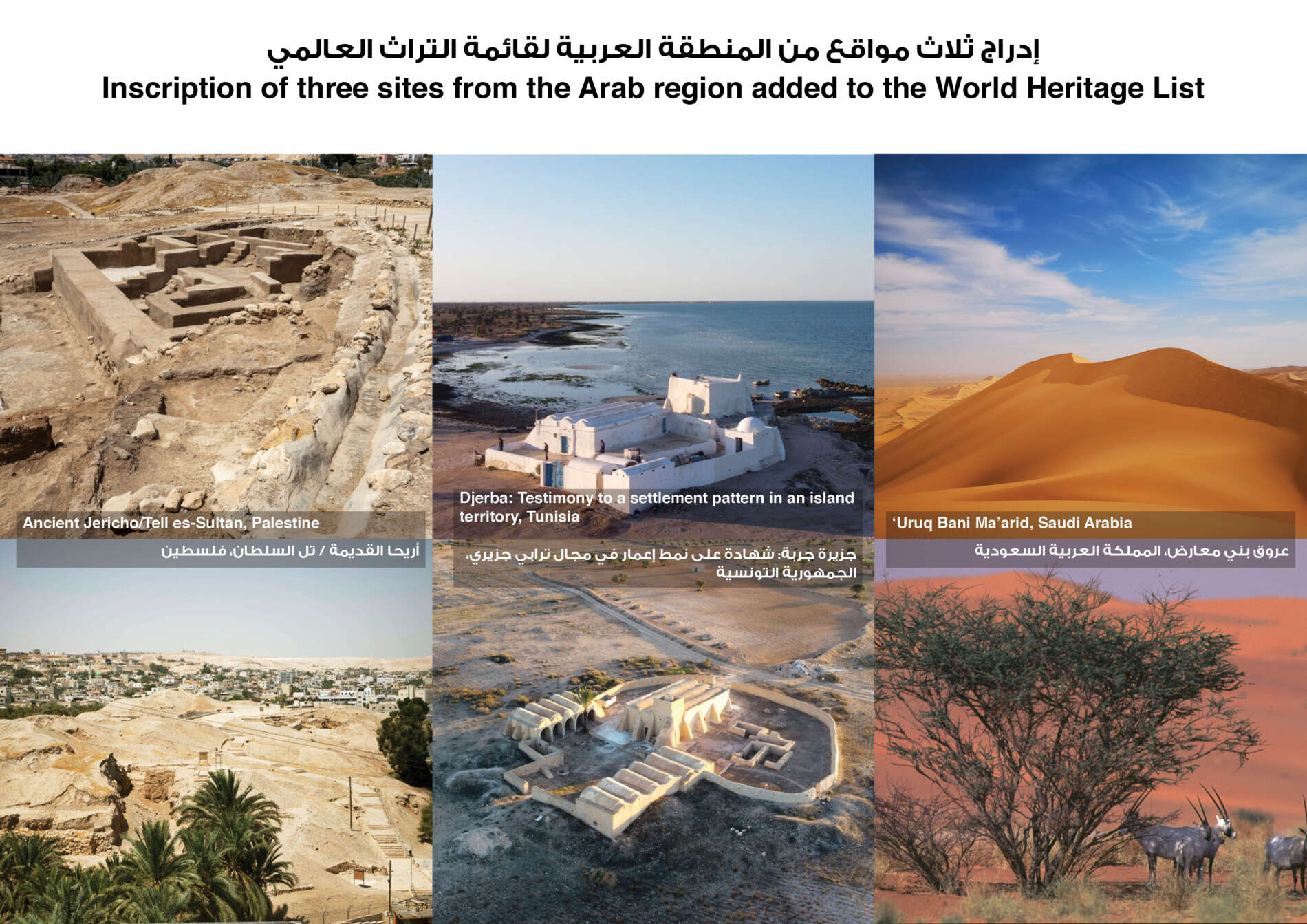 Three news sites inscribed on the World Heritage List in the Arab region